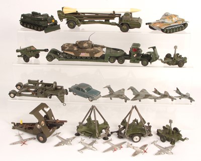 Lot 67 - Corgi, Dinky, Britains & Mini. Group of unboxed military vehicles & aircraft.
