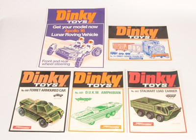 Lot 112 - Dinky Toys - Group of 5x Shop Retailers Window Stickers & Poster.