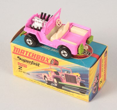Lot 8 - Matchbox Superfast 2b Jeep Hot Rod - pink body + RARE IVORY INTERIOR