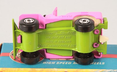 Lot 8 - Matchbox Superfast 2b Jeep Hot Rod - pink body + RARE IVORY INTERIOR