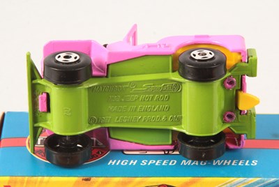 Lot 9 - Matchbox Superfast 2b Jeep Hot Rod - pink body + RARE DARK YELLOW INTERIOR