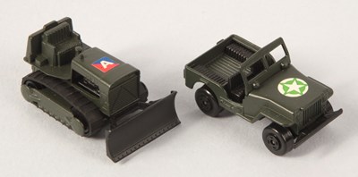 Lot 12 - Matchbox Superfast 2b Jeep Hot Rod Twin Pack Issue & Regular Wheel 16d Case Bulldozer