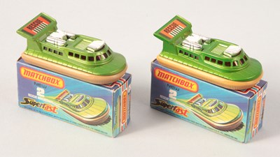 Lot 13 - Matchbox Superfast 2 x 2c Rescue Hovercraft INCLUDING RARE RED WINDOWS & FRENCH TEXT BOX