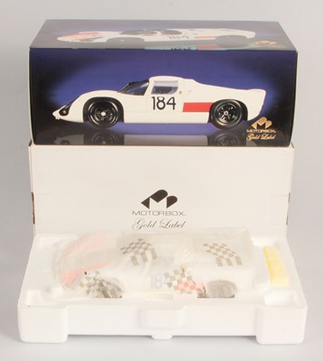 Lot 149 - Exoto Motorbox Gold Label 1/18th Porsche 910. White Body, Red Stripes, Racing No. 184