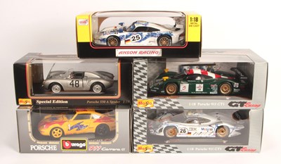 Lot 162 - Bburago, Maisto & Anson - Group of 5x 1/18th Porsche Race Cars.