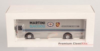 Lot 164 - Premium ClassiXXs 12201 1/43rd Mercedes Benz "Martini Racing" Porsche Race Car Transporter