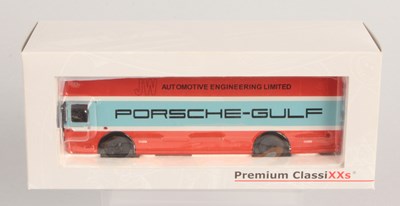 Lot 165 - Premium ClassiXXs 12203 1/43rd Mercedes Benz "Porsche - Gulf" Race Car Transporter