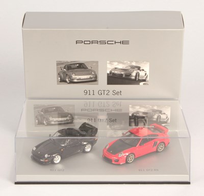Lot 167 - Minichamps 1/43rd WAP 020 Set 27 Porsche 911 GT2 2x Car Set.