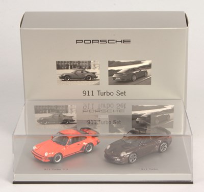Lot 168 - Minichamps 1/43rd WAP 020 Set 25 Porsche 911 Turbo 2x Car Set.