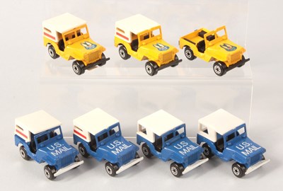 Lot 26 - Matchbox Superfast 7 x 5c US Mail Jeep VARIATIONS INCLUDING GLIDING CLUB TWIN PACK ISSUES