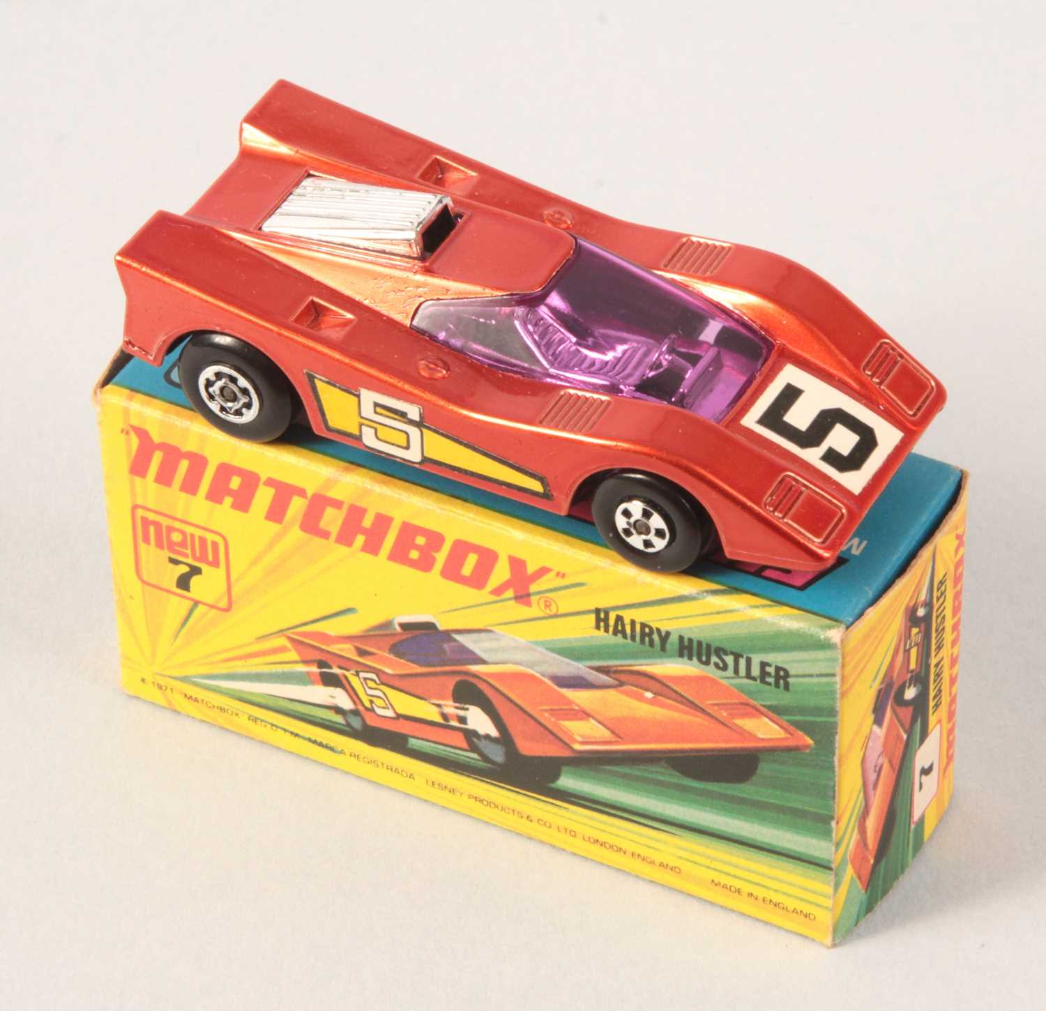 Lot 32 - Matchbox Superfast 7b Hairy Hustler RARE METALLIC CANDY ORANGE + PURPLE WINDOWS