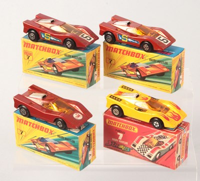 Lot 33 - Matchbox Superfast 4 x 7b Hairy Hustler VARIATIONS INC SEA GREEN BASES & SCORPION LABEL