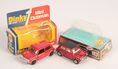 Lot 336 - Dinky Toys 178 Mini Clubman WITH RARE RED BODY & 183 Morris Mini Minor Automatic WITH AUSTIN COOPER S BODY
