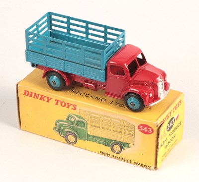 Lot 358 - Dinky Toys 343 Dodge Farm Produce Wagon CHERRY RED/MID BLUE