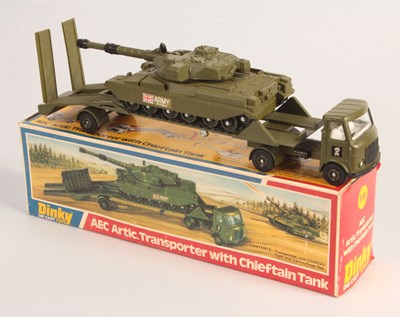 Lot 377 - Dinky Toys AEC Articulated Tank Transporter With Chieftain Tank Load