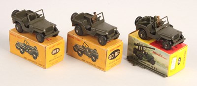 Lot 407 - French Dinky Group of 3 x Hotchkiss-Willys Military Jeeps