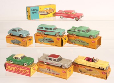 Lot 239 - Dinky & Corgi Toys. Group of 7x European & American Cars.
