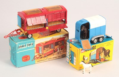 Lot 421 - Corgi Toys Pair of Trailers - 112 Rice's Beaufort Double Horse Box + 1123 Chipperfields Circus Animal Cage