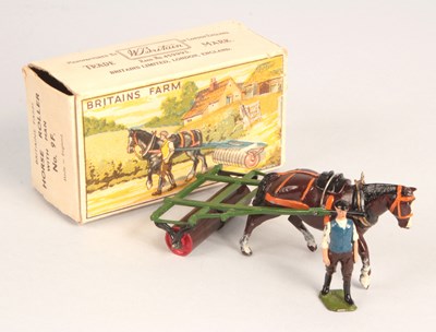 Lot 432 - Britains Farm 9F Horse Drawn Roller With Farmhand