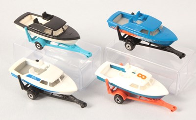Lot 42 - Matchbox Superfast 4 x 9a Cabin Cruiser & Trailer Twin Pack Issues