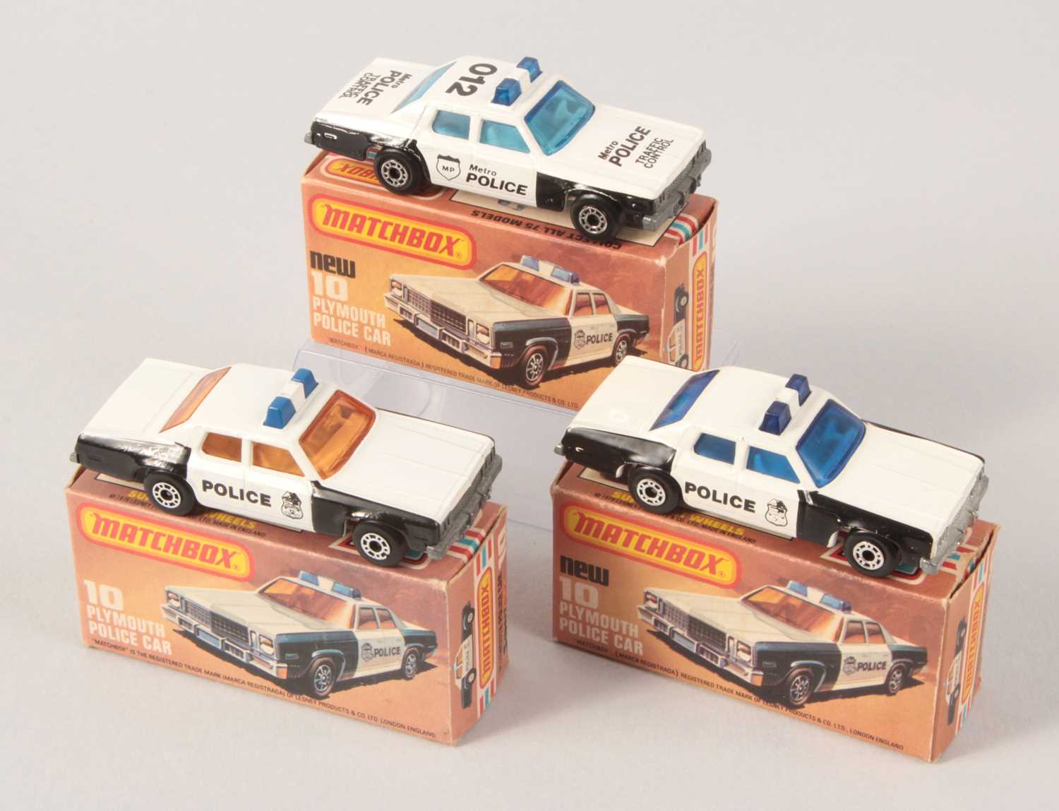 Lot 55 - Matchbox Superfast 3 x 10c Plymouth Gran Fury Police Car