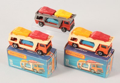 Lot 56 - Matchbox Superfast 3 x 11c Bedford Car Transporter HARDER TO FIND VARIATIONS
