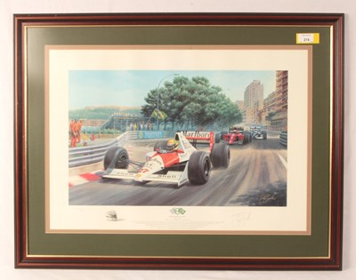 Lot 274 - Ayrton Senna da Silva (1960 - 1994) Monaco 1990. Ltd Edition Large Framed Print.