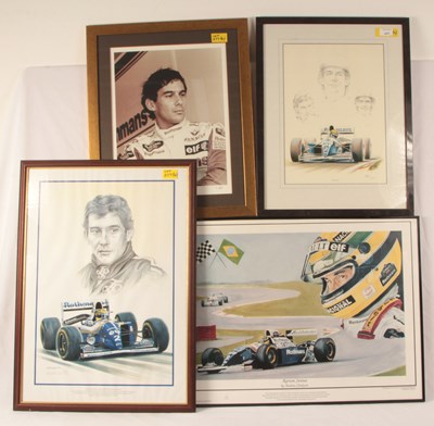 Lot 277 - Ayrton Senna - Group of 4x Framed Prints & Photograph.