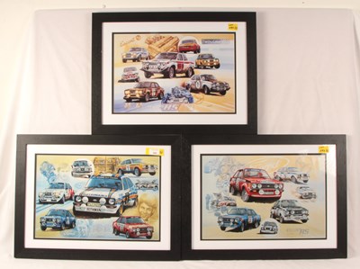 Lot 283 - Ford Escort Rally Car 3x Framed Prints. By the artist K.W. Davies