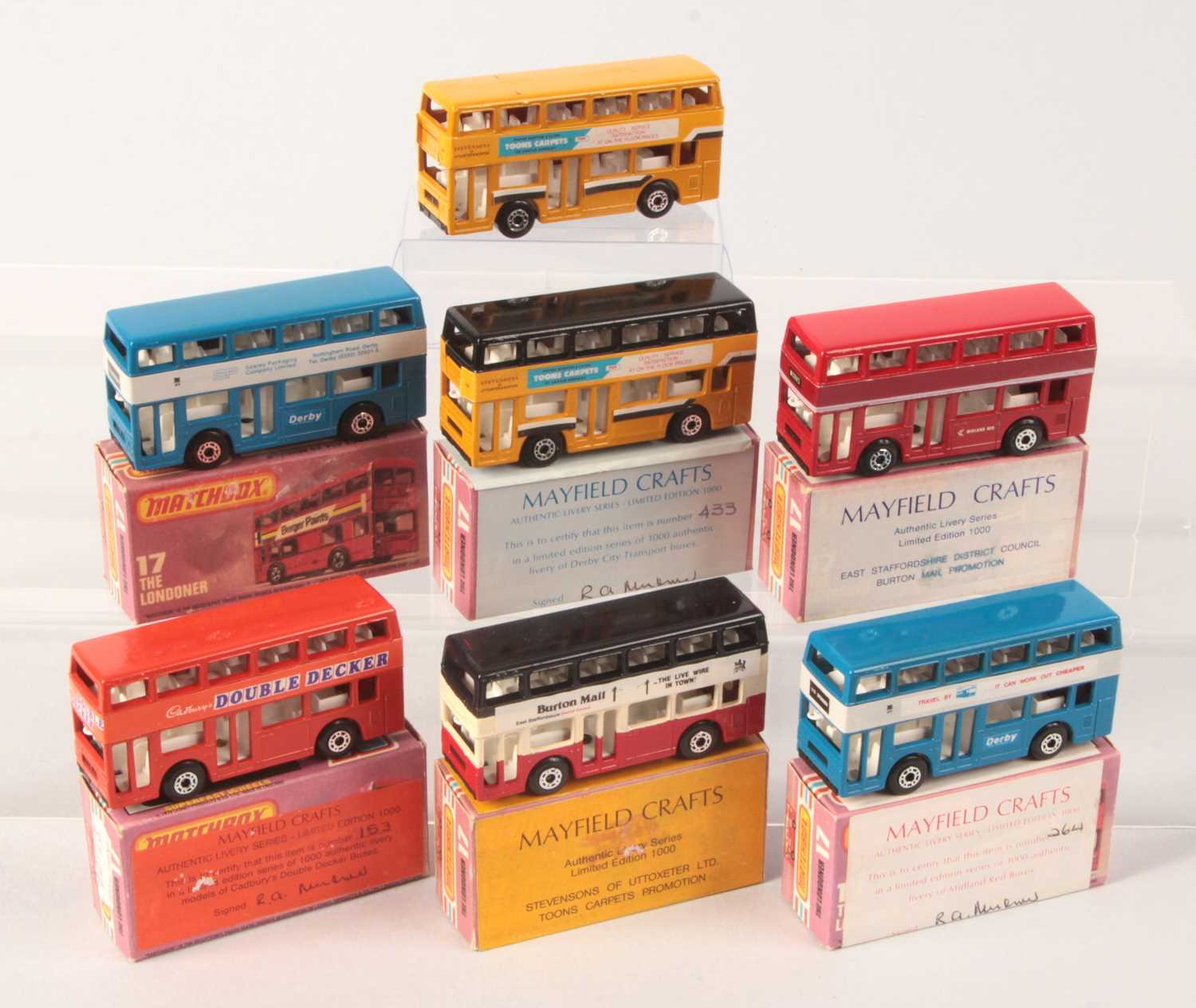 Lot 82 - Matchbox Superfast 7 x 17c Leyland Titan Bus Limited Edition Code 3 Issues by Mayfield Crafts