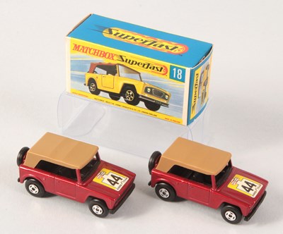 Lot 84 - Matchbox Superfast 2 x 18a Field Car Twin Pack Issue METALLIC RED BODY WITH MATT BLACK & GLOSS BLACK BASES
