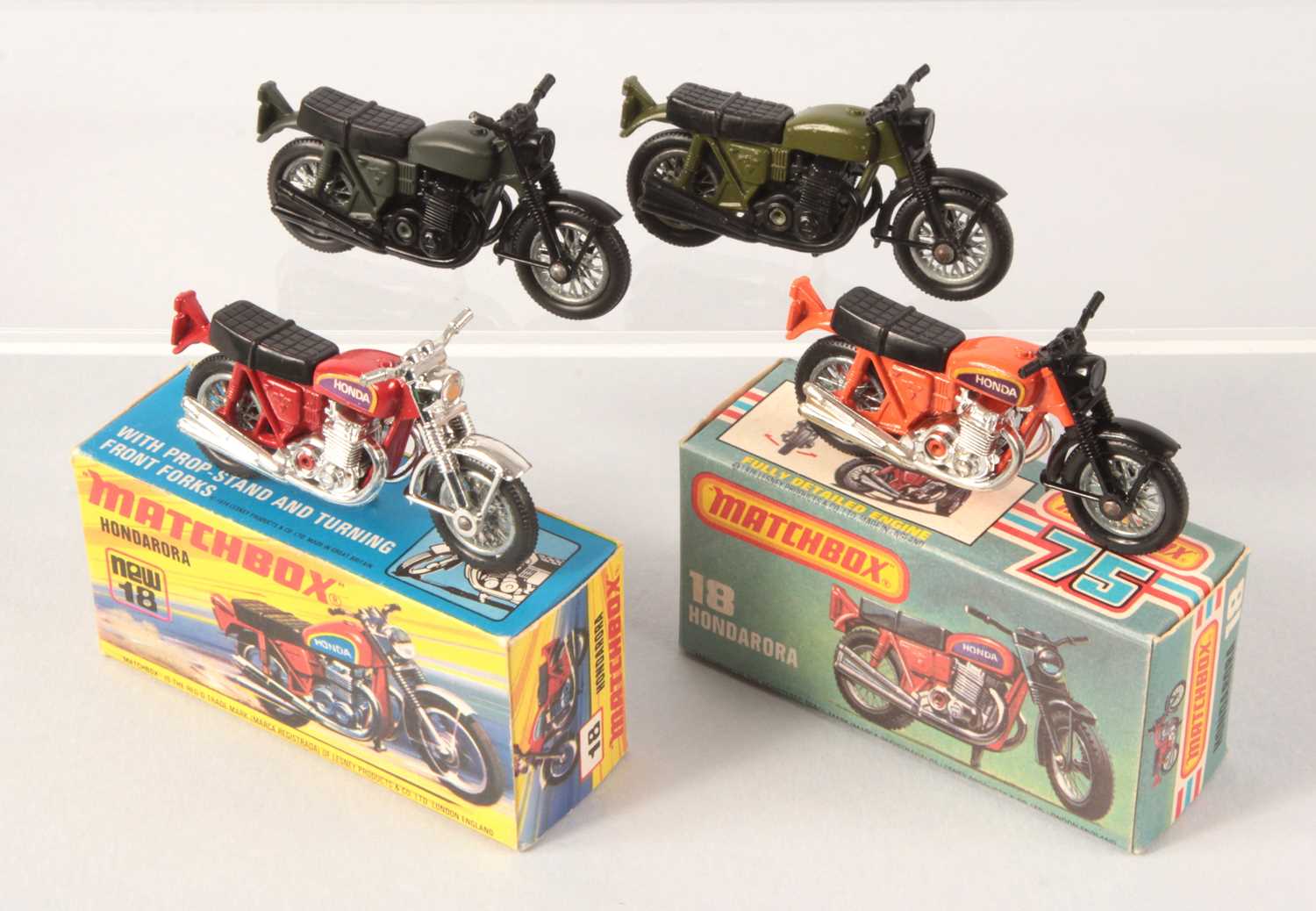 Lot 96 - Matchbox Superfast 4 x 18b Hondarora Honda CB750 Motorcycle VARIATIONS