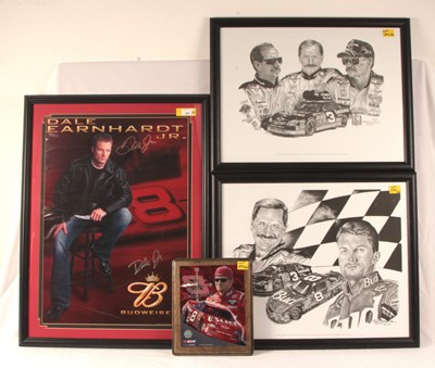 Lot 292 - Dale Earnhardt Senior & Junior Framed Prints & Wall Clock.