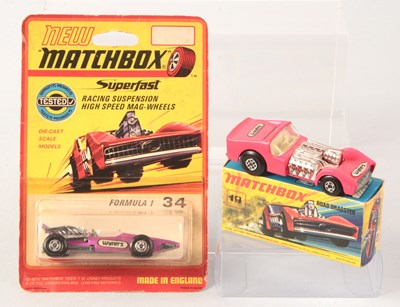 Lot 97 - Matchbox Superfast 19b Road Dragster & 34a Formula 1 Racing Car "WYNN'S" PROMOTIONAL ISSUES