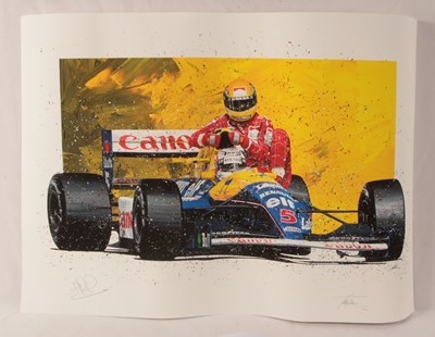 Lot 299 - Nigel Mansell - Taxi For Senna Ltd Edition Unframed Print. By the Artist David Johnson