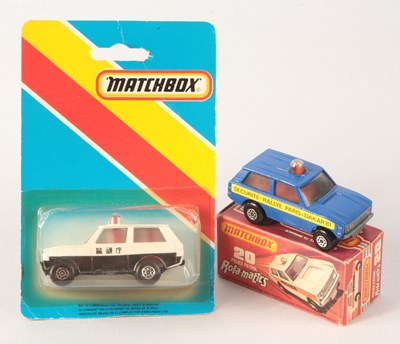 Lot 106 - Matchbox Superfast 2 x 20b Range Rover Police Patrol FRENCH & JAPANESE EXPORT ISSUES
