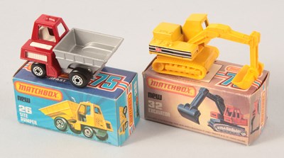 Lot 130 - Matchbox Superfast 26c Site Dumper RED/SILVER + 32d Atlas Excavator "JCB"