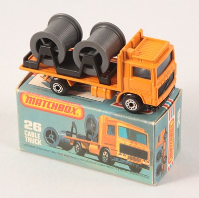 Lot 132 - Matchbox Superfast 26d Volvo Cable Truck WITH RARE FACTORY WHEEL ERROR