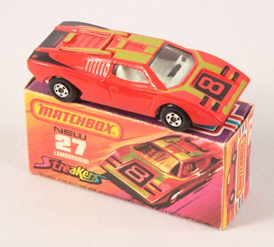 Lot 141 - Matchbox Superfast 27b Lamborghini Countach VERY RARE CLEAR WINDOWS + RARE WHITE INTERIOR + GRAPHITE GREY BASE