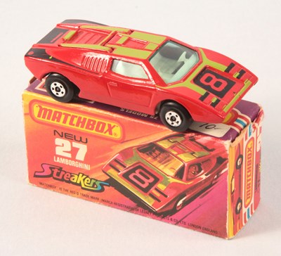 Lot 142 - Matchbox Superfast 27b Lamborghini Countach RARE RED BODY + WHITE INTERIOR + CHARCOAL BASE