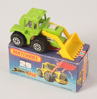 Lot 150 - Matchbox Superfast 29c Tractor Shovel German Export Issue with lime green body