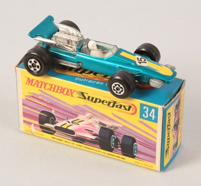 Lot 166 - Matchbox Superfast 34a Formula 1 Racing Car - RARE METALLIC KINGFISHER BLUE BODY