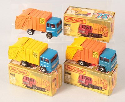 Lot 180 - Matchbox Superfast 3 x 36d Refuse Truck VARIATIONS