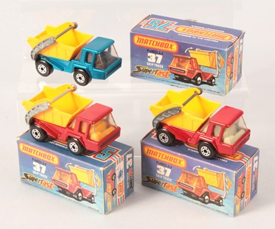 Lot 183 - Matchbox Superfast 3 x 37c Atlas Skip Truck HARDER TO FIND VARIATIONS