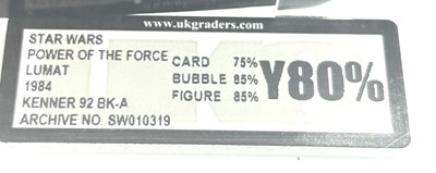Lot 142 - Kenner Star Wars vintage Power of the Force Lumat 3 3/4" figure, UKG Graded Y80%