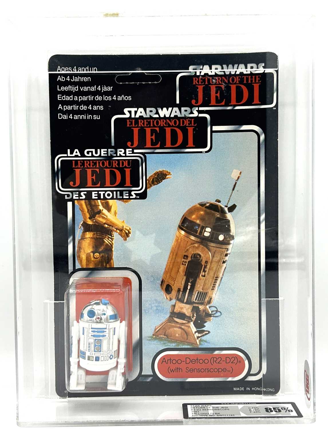 Lot 149 - Palitoy Star Wars vintage Tri-Logo R2-D2 Sensorscope 3 3/4" figure, UKG Graded 85%