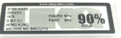 Lot 203 - Kenner Star Wars vintage Greedo 3 3/4" figure, UKG Graded 90% Gold