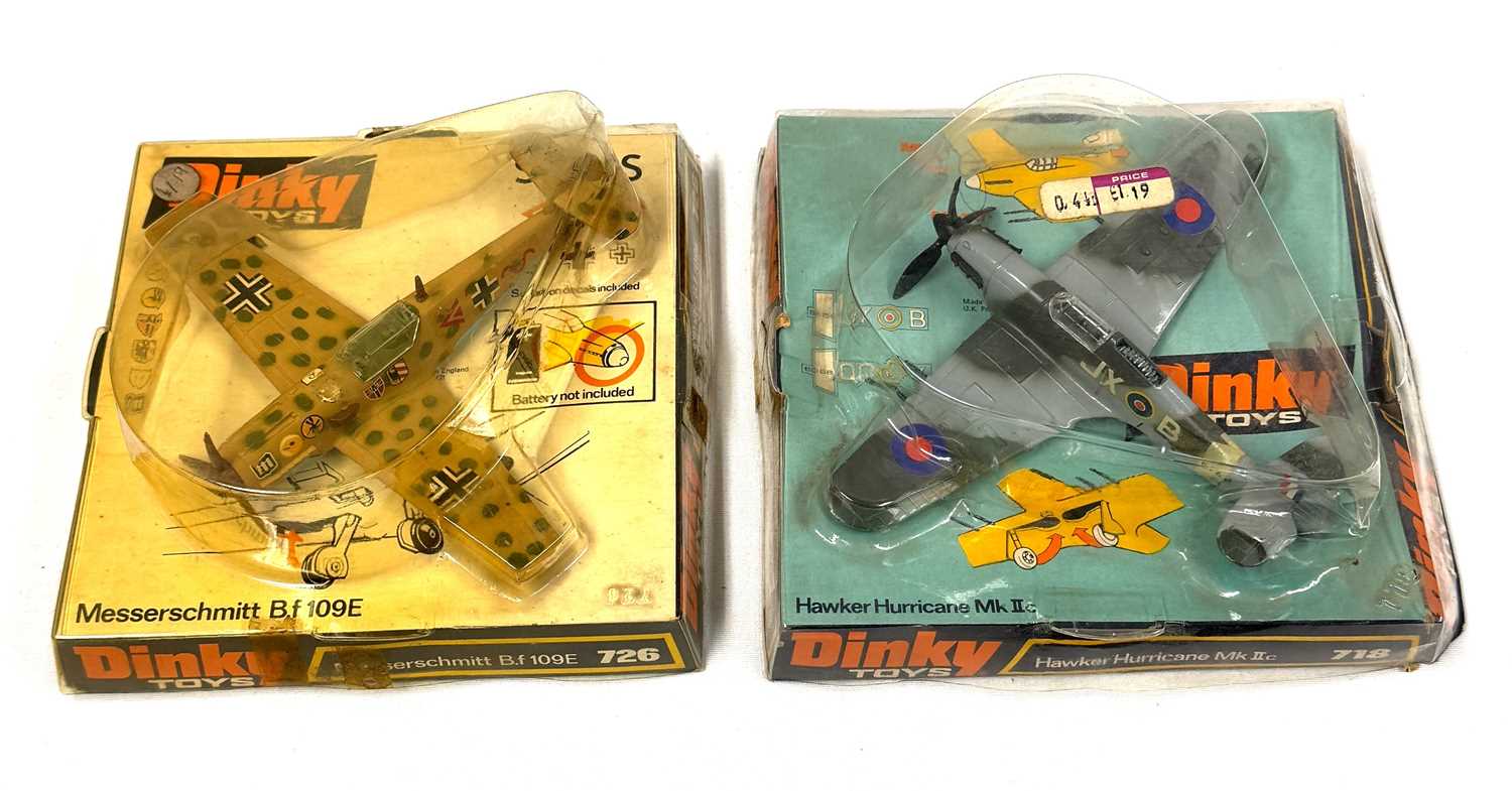 Lot 695 - Dinky Toys Pair of Bubble Packed Aircraft - 718 Hawker Hurricane & 726 Messerschmitt 109E