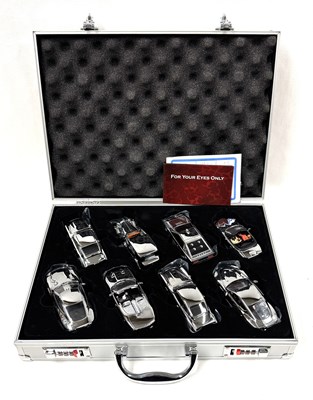 Lot 690 - Corgi Die-cast James Bond 007 Attache Case containing 8 x Chrome Plated Cars
