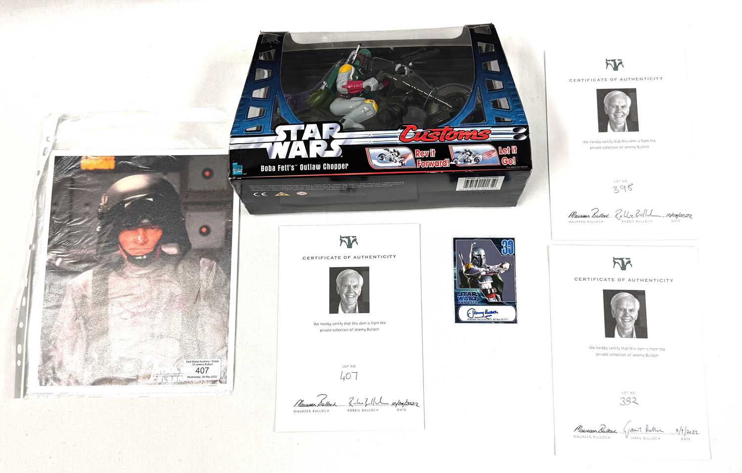 Lot 136 - Star Wars Estate of Jeremy Bulloch signed items and toys x 3